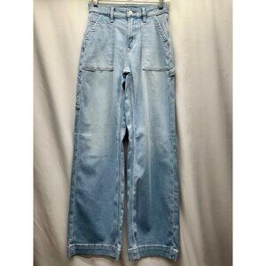 American Eagle Super High-Rise Baggy Wide Leg Light Wash Denim Jeans Size 0 Regu